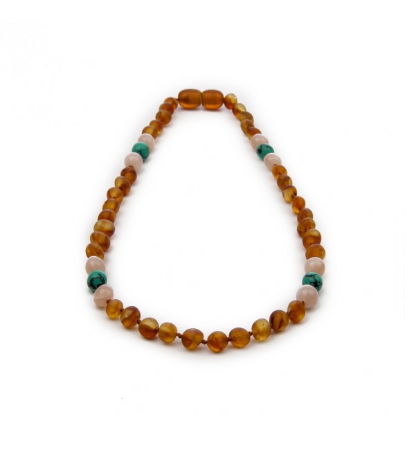 Amber teething necklace - Gemstone - Raw honey baroque